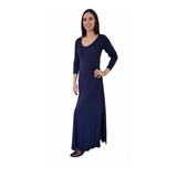 Vestido Manga Longa Com Fenda Longo Lateral Ref. 15615