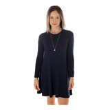 Vestido Manga Longa Soltinho Feminino Básico