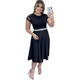 Vestido Midi Godê Festa Casamento Moda Evangélica + Cinto