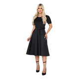 Vestido Midi Godê Manga Curta Moda Evangélica Pronta Entrega