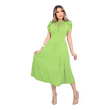 Vestido Midi Moda Evangélica Lindo Barato Malha