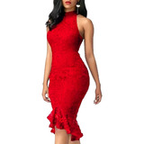 Vestido Midi Renda Babado Casamento I124