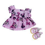 Vestido Minnie Rosa Com Sapatinho Para Boneca Baby Alive