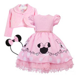 Vestido Minnie Rosa Infantil Luxo Aniversário