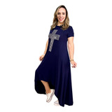 Vestido Mulet Cruz Strass - Azul Marinho