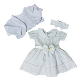 Vestido Para Bebê Batizado Casamento Igreja Festa C/ Bolero