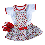 Vestido Para Bebê Jardineira Baby Kit 3 Pçs Luxo