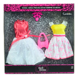 Vestido Para Boneca Barbie Com 2 Vestidos Doll Dress Candide