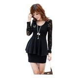 Vestido Peplum Renda Importado Pronta Entrega No Brasil