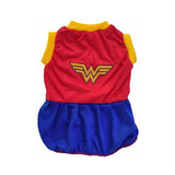 Vestido Pet Femea Malha Mulher Maravilha Tamanho Exg