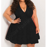 Vestido Plus Size Curto, Rodado Em Renda, Pronta Entrega