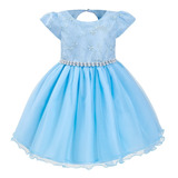 Vestido Princesa Cinderela Frozen Luxo Azul