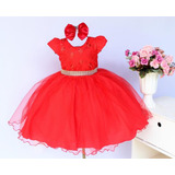 Vestido Princesa Festa Luxo Natal Formatura 1 Ao 16 E Tiara