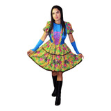 Vestido Quadrilha Festa Caipira Junina Adulto + Luva+ Fita 