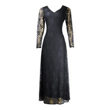 Vestido Renda, Manga Longa Decote V , Plussize, Promoçãol005