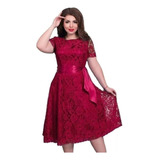 Vestido Renda Plus Size Festa Gospel /26 Vermelho Formatura