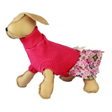 Vestido Roupa Cachorro Cães Pet Rosa Estampado- Tam: 00 Ao 5