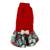 Vestido Roupa Cachorro Cães Pet Vermelho Estampado Tam 00a 5