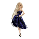 Vestido Roxo Estrela Festa + Sapato P/ Boneca Barbie Roupa