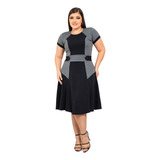 Vestido Social Midi Moda Evangélica Lançamento - Bicolor 
