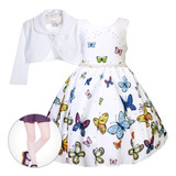 Vestido Temático Borboleta Festa Aniversário Menina Kit Luxo