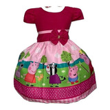 Vestido Temático Infantil Porquinha Pig Jardim + Brinde