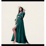 Vestido Verde Longo Grávida Gestante Ensaio Fotográfico
