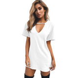 Vestidos Casuais Femininos Sexy Com Decote Em V Profundo E M