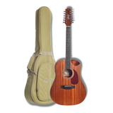 Violão Seizi Aço Akira Half Cutaway 12 Cordas Bag Mahogany