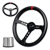 Volante Esportivo Couro Lowv Colt Tarja Vermelha Universal