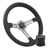 Volante Esportivo Lowv Colt Haste Prata Couro Preto 3 Rasgos