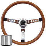Volante Lotse Big Wood Classico Cr Em Madeira + Cubo Fusca
