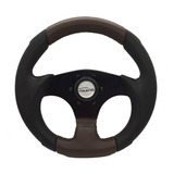 Volante Pequeno Mini Preto / Marron 28cm Fusca Buggy + Cubo