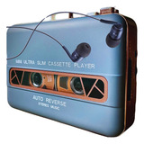 Walkman Fita Cassete Player Stereo Azul Acabamento Em Cobre