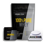 Whey 100% 900g + Creatina 300g Probiótica + Balança Digital