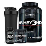 Whey 3hd 900g + Bcaa 2.400 + Creatina + Shaker - Black Skull Sabor Cookies