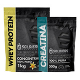 Whey Concentrado 1kg Sabor Baunilha Y Creatina Monohidratada Sabor Natural 500g  Soldiers Nutrition 