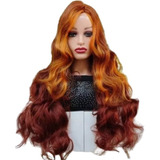 Wig Cosplay Vilã Red Sonja Ruiva Com Mecha Claras Na Frente