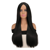Wig Lisa Sem Franja Peruca 75cm Preta Fibra Sintética