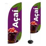 Wind Banner Açaí/açaiteria Kit Completo 2,8m Dupla Face