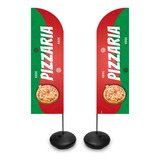 Wind Banner Pizzaria Dupla Face Fly Flag Kit Completo 