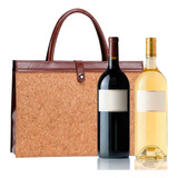 Wine Bag Cortiça Porta Vinho Duas Garrafas Bolsa Couro Pu