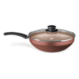 Wok Antiaderente Com Tampa 28cm 4,3l Chocolate Mta