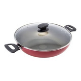 Wok Tramontina Paella Loreto 28cm Antiaderente Tampa Vidro