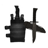 Wwart Tactical Faca Rambo Tática Cor Preto Lâmina Mixta Punho Borracha Lâmina Aço