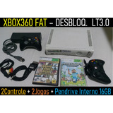 Xbox 360 Fat Desbl0. Lt3.0 + 2 Controle + Pen 16gb + 2 Jogos - Xb2