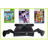 Xbox 360 Slim 2 Controles Kinect 3 Jogos Na Caixa !