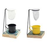 Xícara Café Goumert 80 Ml, Kit Com 2 Jogos, Suporte, Coador