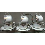 Xicaras De Chá Com Pires Porcelana Real Ouro, 6 Peças Jogo