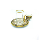 Xicaras De Chá Turca 12 Peças Medusa Gold Luxury Glass Set